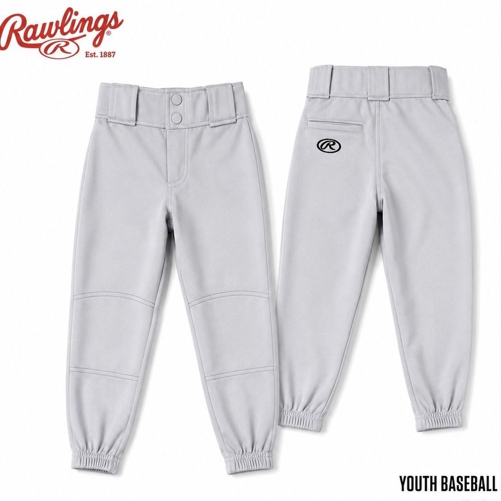 Rawlings BTB1010R Youth Baseball Pants Gray Size XS Double Snap Elastic Cuff